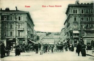 1908 Fiume, Rijeka; Molo e Piazza Adamich. Marie Stedul 10. / molo, square, crowd