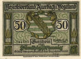 Német Birodalom/Weimari Köztársaság/Auerbach 1921. 50Pf 3klf + 75Pf 3klf teljes sor T:I