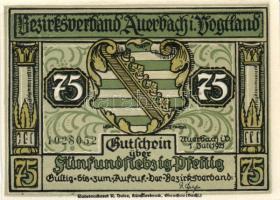 Német Birodalom/Weimari Köztársaság/Auerbach 1921. 50Pf 3klf + 75Pf 3klf teljes sor T:I