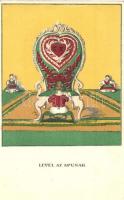Levél apunak. Egy jó kislány viselt dolgai I. sorozat 4. szám / Letter to dad. Hungarian art postcard s: Kozma Lajos (fl)