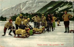 Plaisirs dhiver. En gymkana. Editions Louis Burgy & Co. 498. / Wintersport / winter sport, sledding ladies at the start (EK)