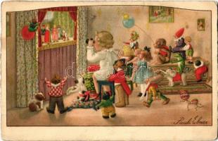 Children art postcard, Christmas. D.A.G.B. No. 2797. litho s: Pauli Ebner
