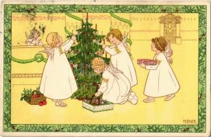 1911 Christmas children art postcard. M. Munk Nr. 548. litho s: Pauli Ebner (EK)