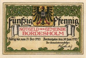 Német Birodalom/Weimari Köztársaság/ Bordesholm 1921. 50Pf 4klf teljes sor T:I