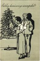1915 Boldog karácsonyi ünnepeket! Corvina 70. / WWI Austro-Hungarian K.u.K. military art postcard, injured soldiers at home for Christmas (EK)