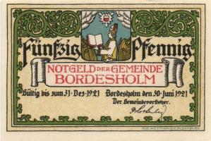 Német Birodalom/Weimari Köztársaság/ Bordesholm 1921. 50Pf 4klf teljes sor T:I