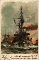 1902 Navy battleships, litho s: Willy Stöwer