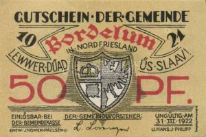 Német Birodalom/Weimari Köztársaság/ Bordelum 1922. 50Pf, 75Pf, 1M 3klf teljes sor T:I