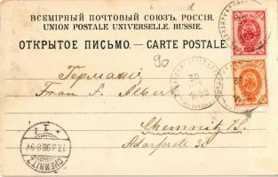 1898 Kazan, Kasan; Volga River, ferry station, Kremlin. 4902. Art Nouveau, floral, litho