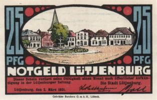 Német Birodalom/Weimari Köztársaság/ Lütjenburg 1921. 25Pf, 50Pf, 100Pf 3klf teljes sor T:I