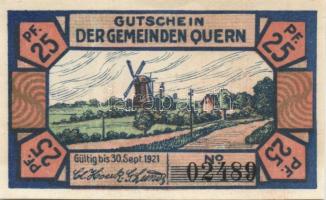 Német Birodalom/Weimari Köztársaság/Quern 1921. 25Pf 3klf, 50Pf 3klf összesen 6klf teljes sor T:I