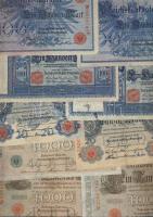 500klf bankjegy egész világ T:I + Német Birodalom századfordulótól 1940-es évekig (alapgyüjtemény) + néhány db német megsz. II.V.H., nemz. megsz., NDK  Rosenberg katalógus szerint feldolgozva, rengeteg változattal (tipus, vízjel, stb.) 177klf db T:II,III,IV(kevés), így  az egész tételben összesen 677db klf bankjegy van!