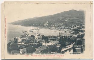 Yalta, Jalta; general view with ship station, port. Edition Eckel & Kallach No. 1. foldable card (perforated)