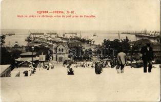 Odessa, Vue port prise de lescalier / view of the port, docks, stairs. Phototypie Scherer, Nabholz & Co. (EK)