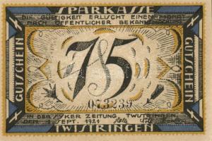 Német Birodalom/Weimari Köztársaság/ Twistringen 1921. 25Pf, 50Pf, 75Pf 3klf teljes sor T:I