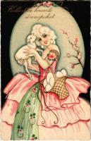 Kellemes húsvéti ünnepeket / Italian Easter art postcard. Ballerini & Fratini 309. s: Chiostri