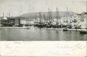 Cres, Cherso; port view with ships (EK)