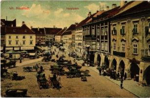 Wiener Neustadt, Hauptplatz / market on the main square, shops of Johann Steinbacker, Georg Roll (EK...