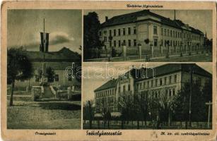 2 db RÉGI erdélyi városképes lap országzászlóval: Székelykeresztúr, Nagyvárad / 2 pre-1945 Transylvanian town-view postcards with Hungarian flags: Cristuru Secuiesc, Oradea
