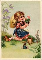 5 db RÉGI gyerek motívumlap / 5 pre-1945 children art postcards