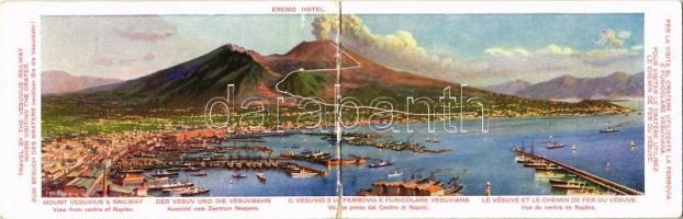 Napoli, Naples; Travel by the Vesuvius railway when visiting the crater, Eremo Hotel. advertising folding card