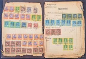 Forgalmi adó könyv lapjai 1922-1923-ból összesen több száz darab forgalmi adó bélyeggel