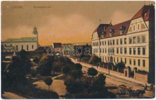 1918 Lőcse, Levoca; Erzsébet tér, templom. Kiadja Singer 57. sz. / square, church (ázott / wet damage)
