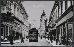cca 1930 Budapest, 61-es villamos a Ferenc József hídon, vintage felvételről készült modern nagyítás...