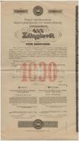1908-1913. Magyar Takarékpénztárak Központi Jelzálogbankja mint Részvénytársaság 4 1/2%-os záloglevél 1000K-ról, szelvényekkel (2x) T:II-