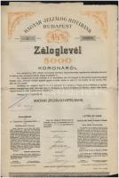 1909-1910. Magyar Jelzálog Hitelbank 4 1/2%-os záloglevele 5000K-ról, szelvényekkel, szárazpecséttel (2x) T:III