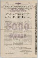 1911. Pesti Hazai Első Takarékpénztár-Egyesület 4 1/2%-os záloglevele 5000K-ról (2x) sorszámkövetők, szelvényekkel, szárazpecséttel T:III