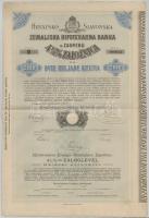 Horvátország / Zágráb 1907. Horvát-szlavon Országos Jelzálogbank Zágrábban 4 1/2%-os záloglevél 2000K-ról, szárazpecséttel, szelvényekkel T:III szép papír