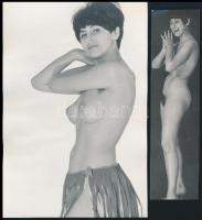 cca 1982 Modellekre emlékezve, szolidan erotikus felvételek, 7 db vintage negatív + 4 db vintage fot...