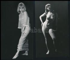 cca 1974 Hófehérke fotózkodik, szolidan erotikus felvételek, 7 db vintage fotó, kettőn hajtásnyom, 1...