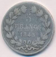 Franciaország 1845A 5Fr Ag "Lajos Fülöp" T:3 ph.
France 1845A 5 Francs Ag "Louise Ph...