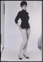 cca 1979 Még magamon tartom kicsit a ruhát..., szolidan erotikus felvételek, 13 db vintage negatív +...