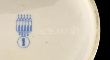 MSZMP feliratos zsolnay porcelánok, 3 db, a dobogókői pártüdülőből. Jelzett, matricás, kopott. Váza:...