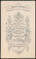 cca 1864 Eger, Mihály József fényképész műtermében készült, vizitkártya méretű, hátoldalán jelzett f...