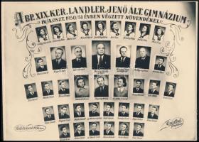 1951 Budapest, XIX. ker., Landler Jenő Ált. Gimnázium tanárai és végzett növendékei, kistabló nevesí...