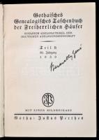 Gothaisches Genealogisches Taschenbuch der freiherrlichen Häuser. Teil B. 89. Jahrgang 1939. Gotha,1939, Justhus Perthes. Német nyelven. Kiadói aranyozott egészvászon-kötés.