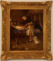 Jelzés nélkül: Tésztagyúró, olaj, fa, díszes fa keretben, 32,5×25,5 cm