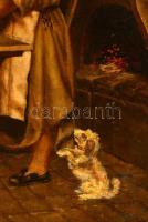 Jelzés nélkül: Tésztagyúró, olaj, fa, díszes fa keretben, 32,5×25,5 cm