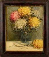 Guzsik Ödön (1902-1954): Virágcsendélet, olaj, fa, keretben, 50,5×41,5 cm