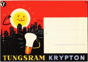 Tungsram Krypton izzó reklámlapja / Hungarian light bulb advertisement postcard s: Macskássy