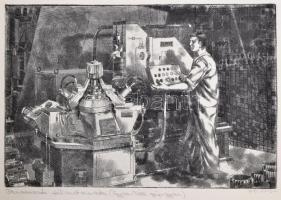 Grafikák a kohó- és gépipar életéből (Képcsarnok V.), 30 db rézkarc, papír, jelzettek (Kondor Lajos,...