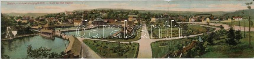 Vízakna-sósgyógyfürdő, Salzburg, Ocna Sibiului; 3-lapos kinyitható panorámalap / 3-tiled folding panoramacard (Rb)