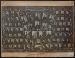 1926 Debrecen, Református Főgimnázium tanárai és végzett növendékei, kistabló nevesített portrékkal, 22,5x34,5 cm, karton 27,5x35 cm