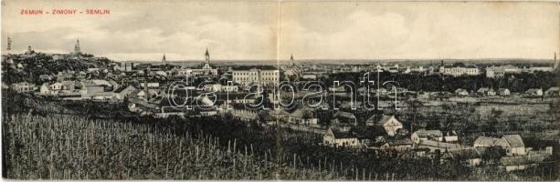 Zimony, Semlin, Zemun; szőlőhegyek. kinyitható panorámalap / vineyards. folding panoramacard (fl)