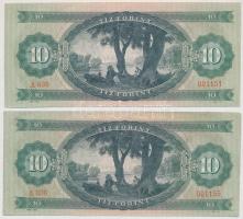 1969. 10Ft (2x) közeli sorszám T:I-,II-