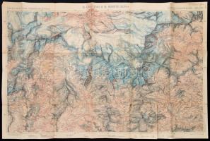 cca 1920 Milano és környéke olasz turisztikai térkép 76x50 cm